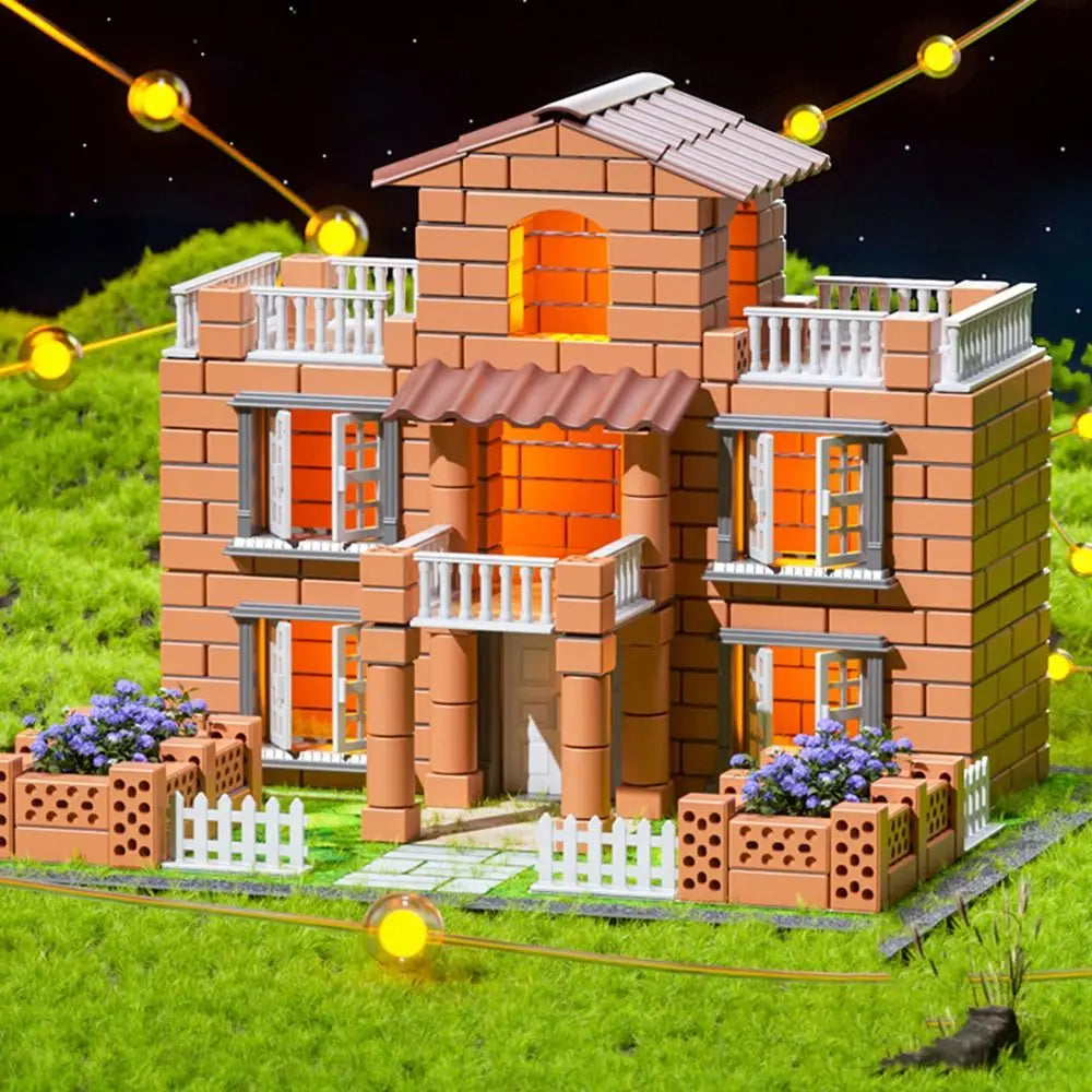 Multicolor DIY Building House Block Set Plastic Tile Houses Assemble Toy Miniature Size Villa Model Mini Brick Assembly