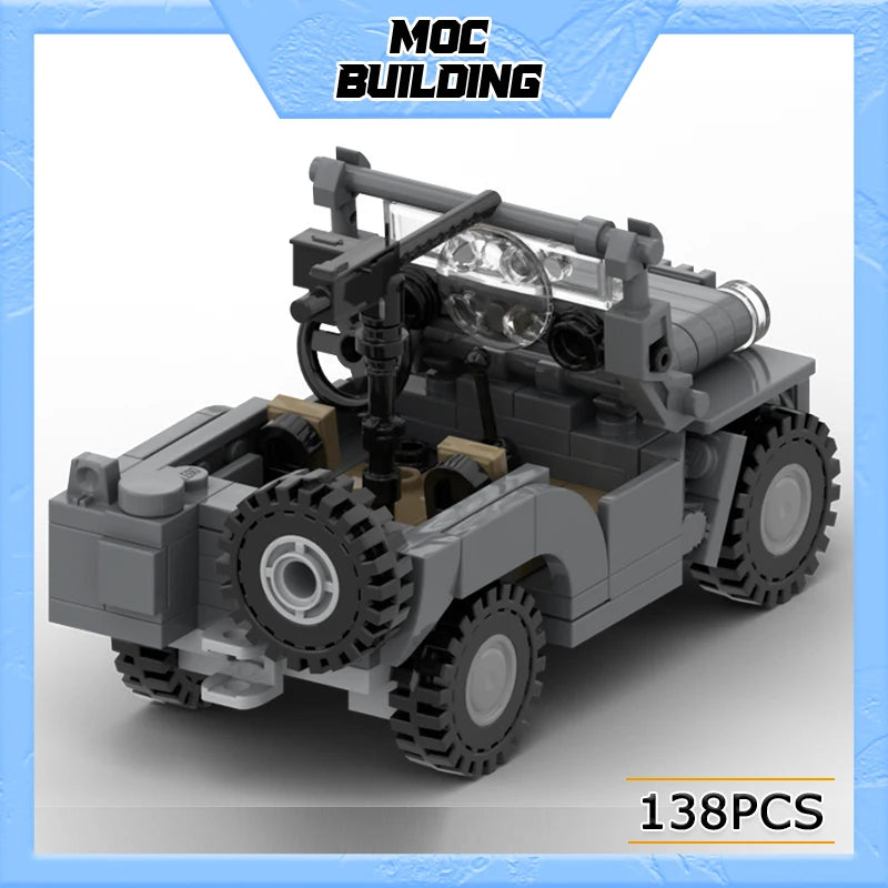 MOC Militaire Serie Jeep Model Bouwstenen 1:35 Schaal Licht Vrachtwagen Doe-Het-Zelf Samenstellen Blokken Creatief Auto Speelgoed Collectie Kerstcadeau