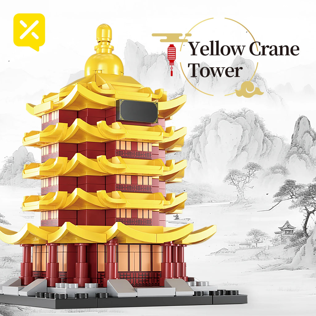 Famous China Architecture Tower Building Blocks Toys Yellow Crane Tower City Historical Children Assemble Brick Toys Boys Gift