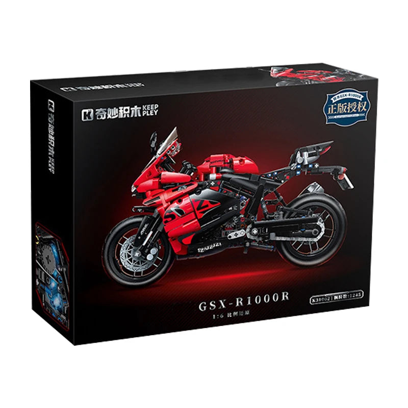 W MAGAZYNIE K31002 MOC Techniczny motocykl GSX-R1000R w skali 1:6 Klocki konstrukcyjne Klocki do składania zabawek dla chłopców Zestaw prezentowy na Boże Narodzenie