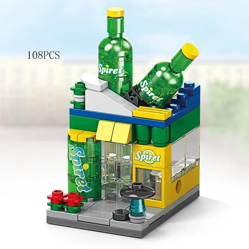 Mini Shops Strets 2025 Mini Shop Market Street View Sets Model Building Blocks Hamburger ...