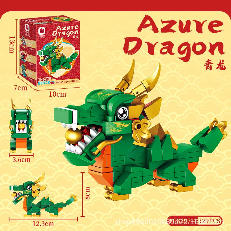 Chinese style beast building blocks ornaments lion awakening  dragon year souvenirs new year's day gift toys - CADA BRICKS®