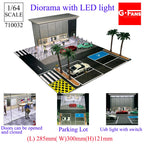 GFans NEW Model 1:64 Scale Diorama Car Garage Model With LED Lights Parking Lots City DIY Model Sets Collection Display Gifts