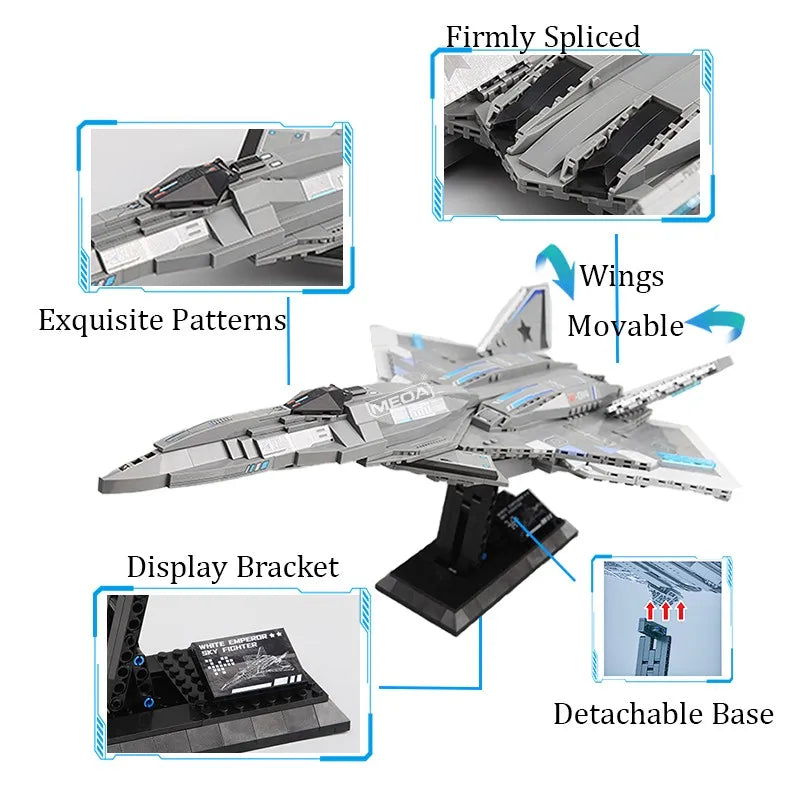 1226 Pcs F-22S Fighter Jet Building Block Set DIY Aircraft Bricks Toys Self-assemble Military Plane Model for Kids Gift ﻿