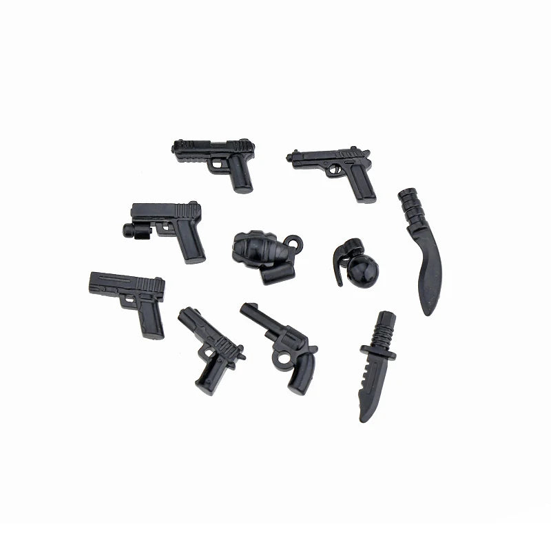 Military Special Forces Police SWAT Gangster Weapons Guns Mortar Jeeps Off-Road Armored Vehicle Model Soldier Building Block Toy