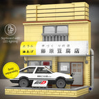 Cada Anime Initial D Tofu Shop House Model Building Blocks City Japanese Racing Car Parking Lot Bricks Toys Kid Gifts With LED - CADA BRICKS®