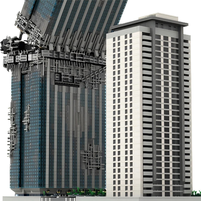 MOC City Street View Collapse Skyscraper Modular Architecture Technology Building Blocks Edifice Model Senior Bricks Toys Gifts