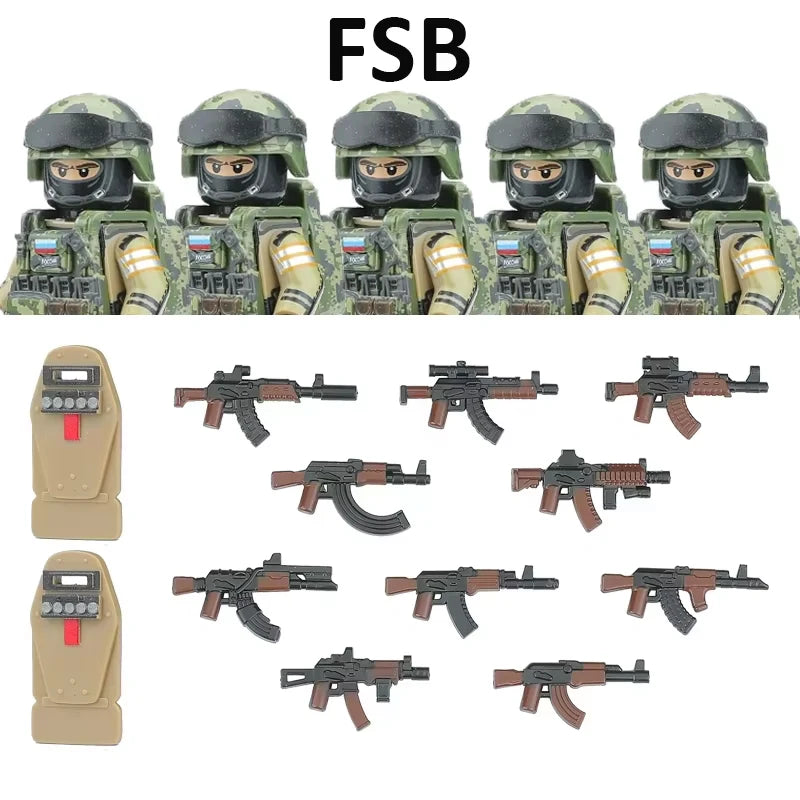 Military Army Figures Building Blocks SWAT Ghost Commando Special Forces Soldier Weapons Gun Hat Shield Belt AK Mini Bricks Toy - CADA BRICKS®