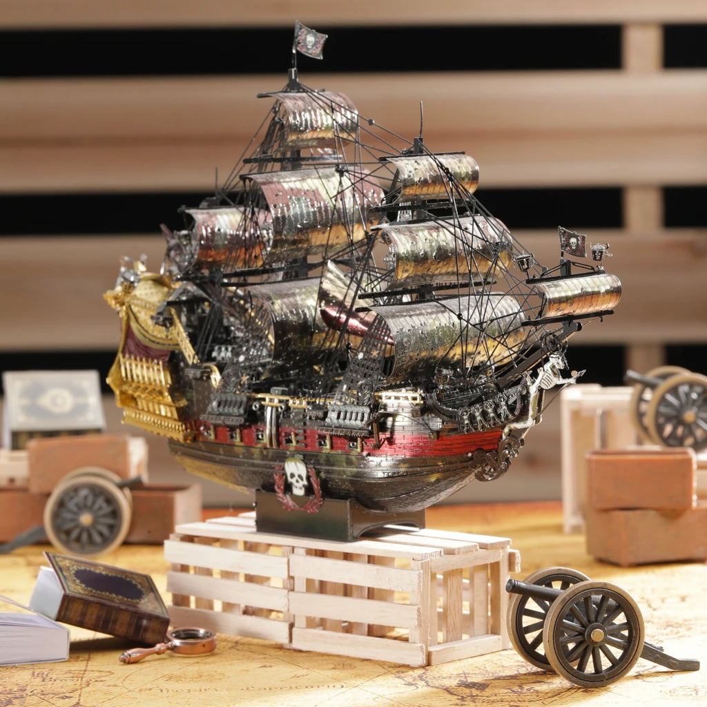 Piececool 3D Metal Puzzles Pirate Ship Building Blocks The Queen Anne's Revenge DIY Boat Toys Jigsaw Christmas Gifts for Adult