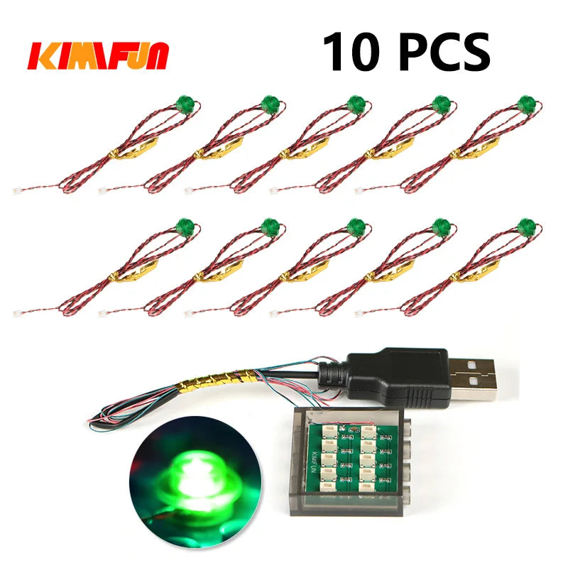 10PCS 0.8mm Pin RGB LED Building Blocks USB Lamp DIY Street Light City Electric Decorate 1X1 Brick Toy Compatible All Brands - CADA BRICKS®