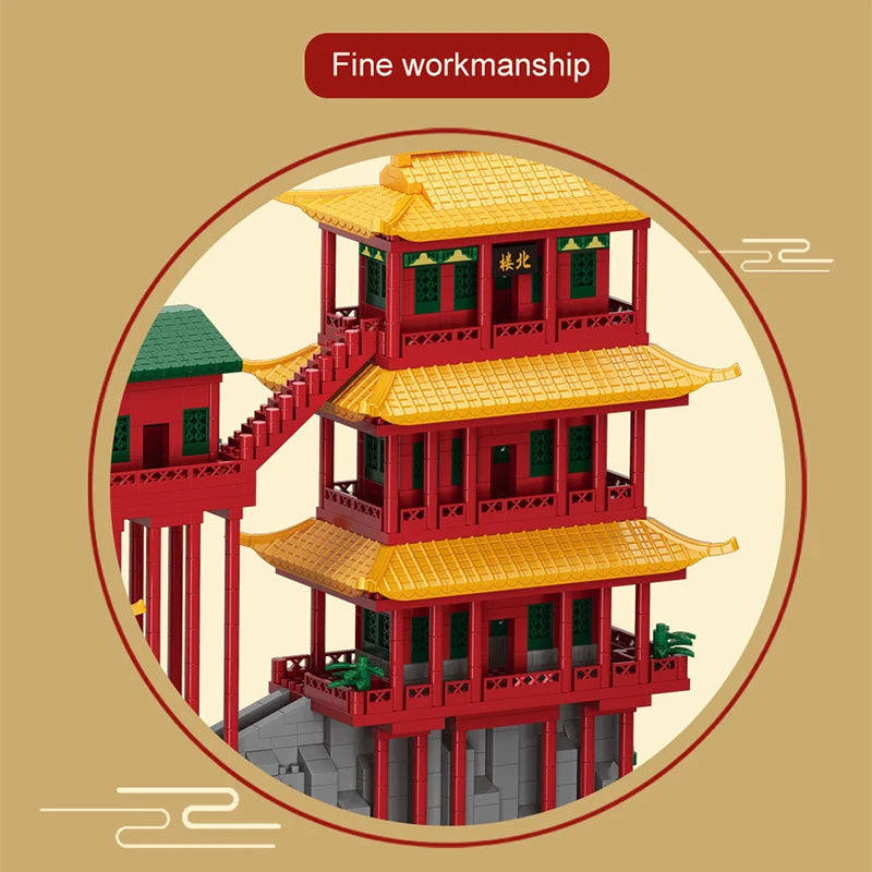 6183PCS City Mini Ancient Hanging Temple Architecture Building Blocks Traditional House Figures Bricks Toy For Kids Gifts