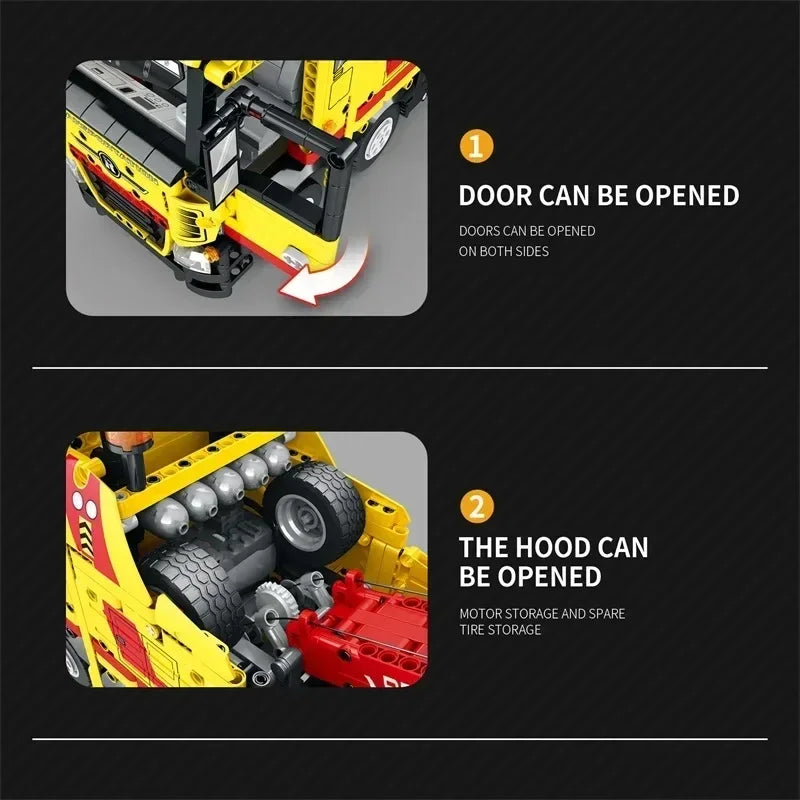 1910PCS Dépanneuse TECHNIQUE Voiture RC Blocs de Construction Camion de Secours STEM Modèle de Voiture Télécommandée Briques Jouets Cadeaux pour Enfants