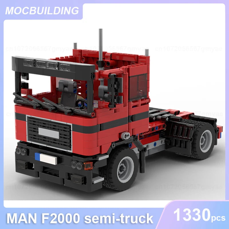 MAN F2000 V10 Semi-Truck Model MOC Building Blocks DIY Assemble Bricks Transportation Educational Creative Toys Gifts 1330PCS