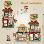 Mini City Japanese Street View Modular Villa Retro Noodle Shop Store Friends House MOC Architecture Building Blocks Set for Kids