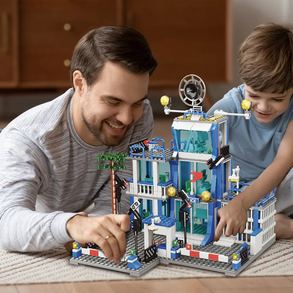 SWAT politistasjon militærby modellsett fengselsbil politimann båt figurer modell byggeklosser DIY-leketøy for barn gutter gave