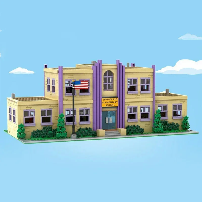 Moc Building Bricks Springfield Architecture Model Technology Simpsoned Modular Block City Street View Toy DIY Set Assembly Gift