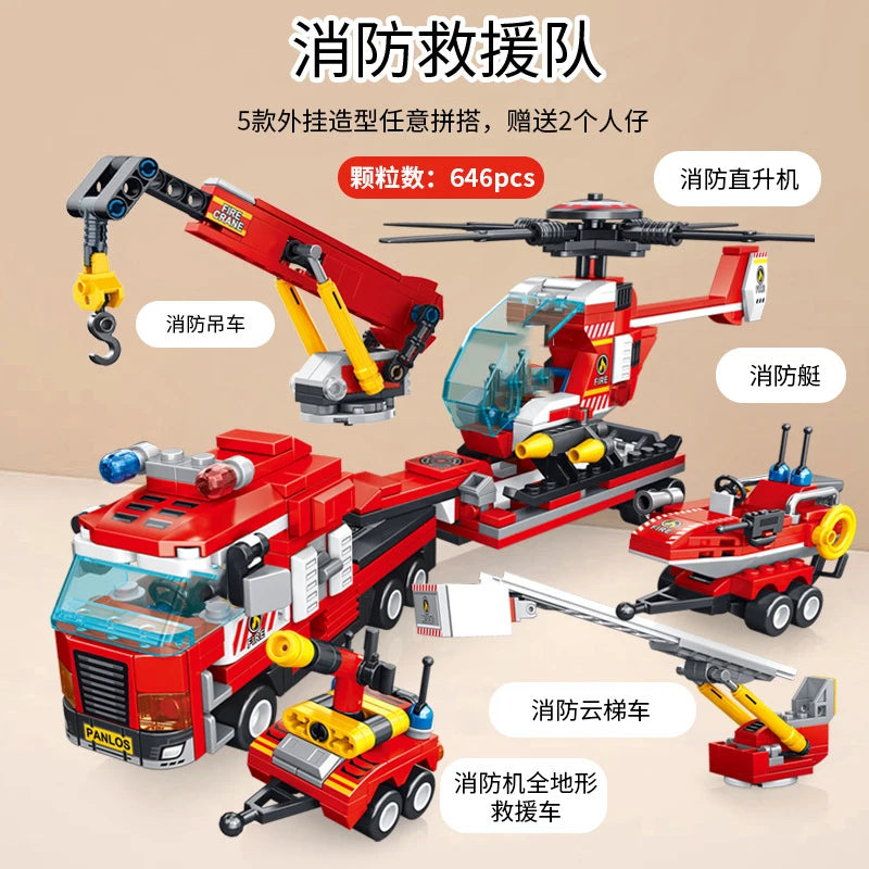 City Truck Vehicle Pickup Heavy Cargo Transport Model Building Blocks Machinery Shop Van Creative Carriage Harvester Car Kid Toy - CADA BRICKS®