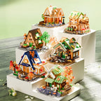 Forest House Building Blocks 3D Cherry Blossom Tree House Architecture Bricks Model Log Cabin Toys For Kids Santa Gift MZ322