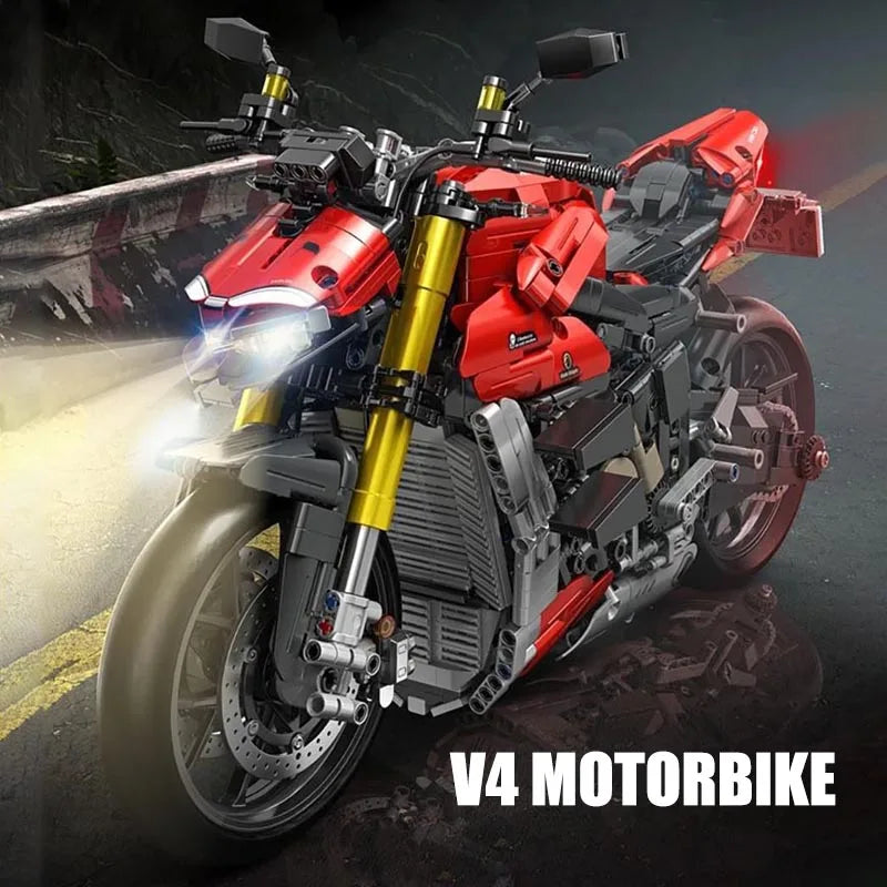 Technical MOC 2221pcs V4 SP Motorcycle City Sport Cars Model Building Blocks DIY Assemble Motorbike Bricks Toys For Children Boy