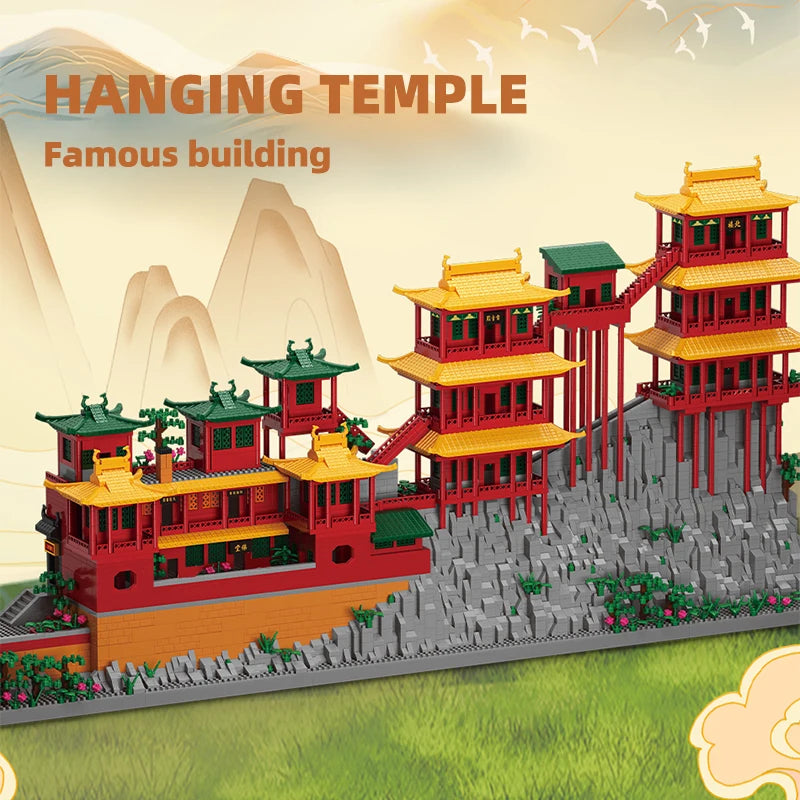 6183PCS City Mini Ancient Hanging Temple Architecture Building Blocks Traditional House Figures Bricks Toy For Kids Gifts