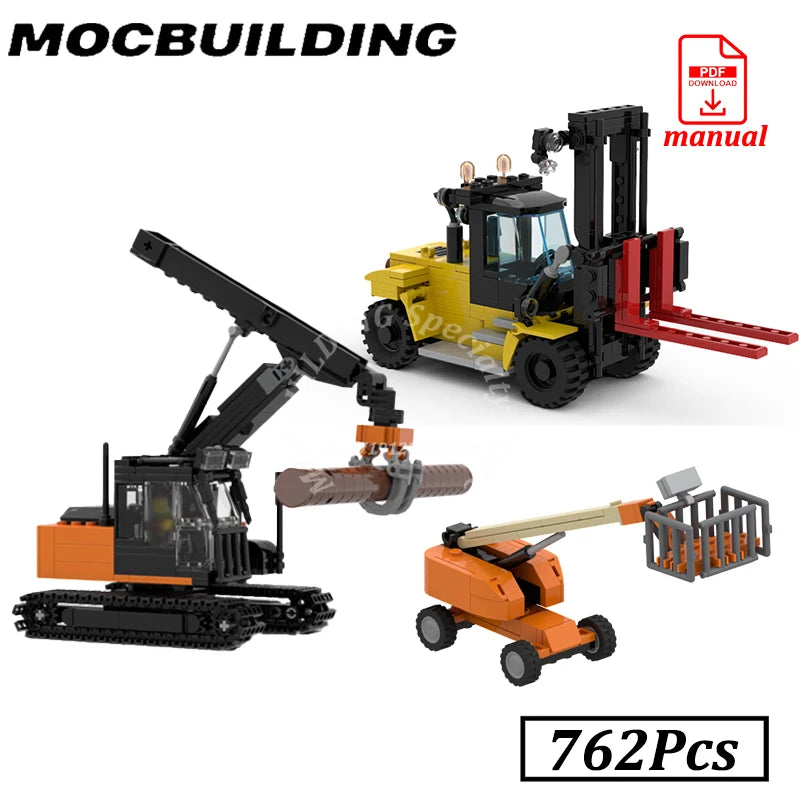 City Road Maintenance Tipper Truck Paver Compactor Heavy Crane MOC Building Block Brick Construction Toy