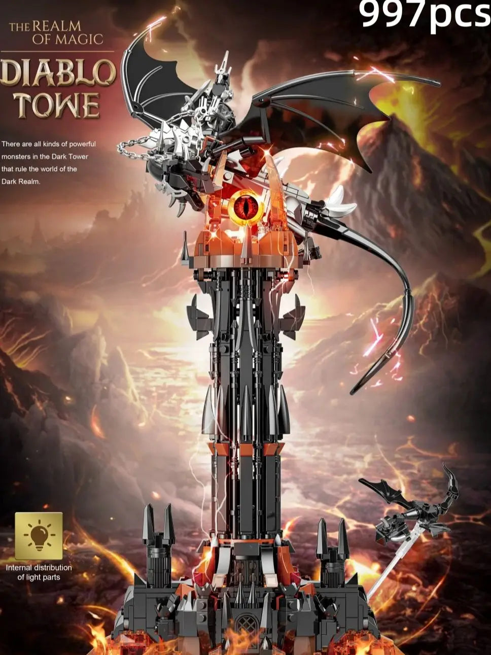 Moc-Lord Filmringen Model De Vallende Beest Magische Toren Bouwstenen Vesting Kasteel Creatief Samenstellen Bakstenen Speelgoed Cadeau Voor Kinderen