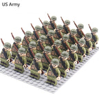 24pcs WW2 Military Army Soldier Soviet US UK German France Building Blocks Set Model Bricks Action Figures Weapon Toys Kids Gift - CADA BRICKS®