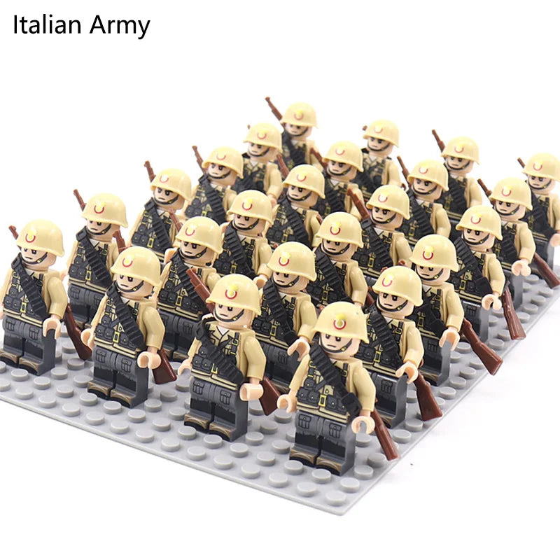 24pcs WW2 Military Army Soldier Soviet US UK German France Building Blocks Set Model Bricks Action Figures Weapon Toys Kids Gift - CADA BRICKS®