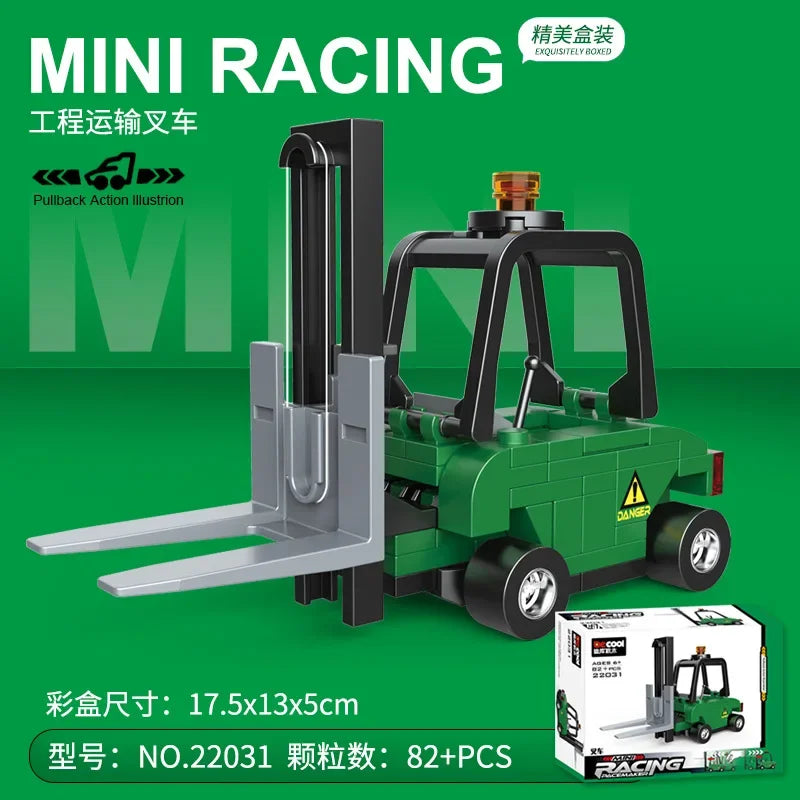 DIY Racing Car Bus Engineering Vehicle Ambulance Pull Back Model Building Blocks Brick Toys Children Boys Compatible With Lego