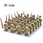 24pcs WW2 Military Army Soldier Soviet US UK German France Building Blocks Set Model Bricks Action Figures Weapon Toys Kids Gift - CADA BRICKS®