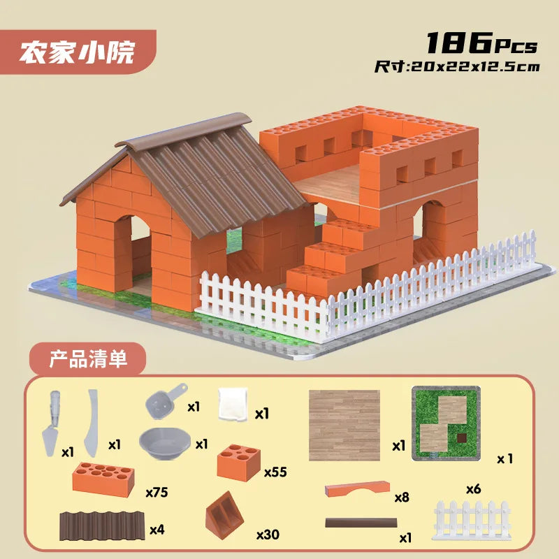 Mini DIY Abricklayer Buildsahouse Cottage Building Villa Simulation Mini Brick Assembly Block Children House Building Toy Gift