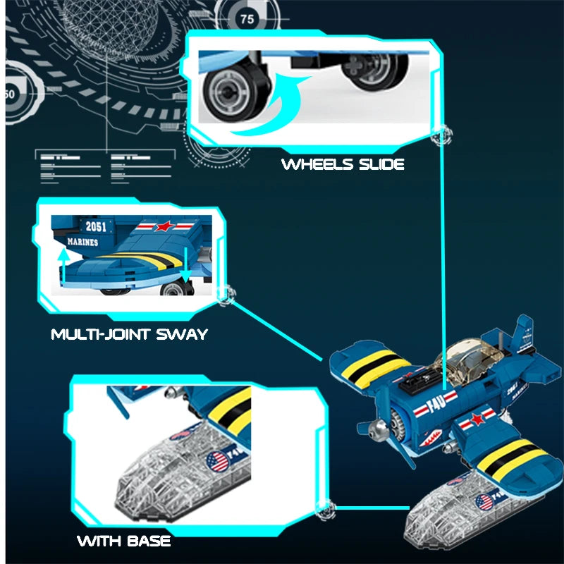 KNEW BUILT Fighter Jet Mini Building Block Toy Set for Kids Boy Adult Beginner Military Plane Airplane Pirate Transporter Brick