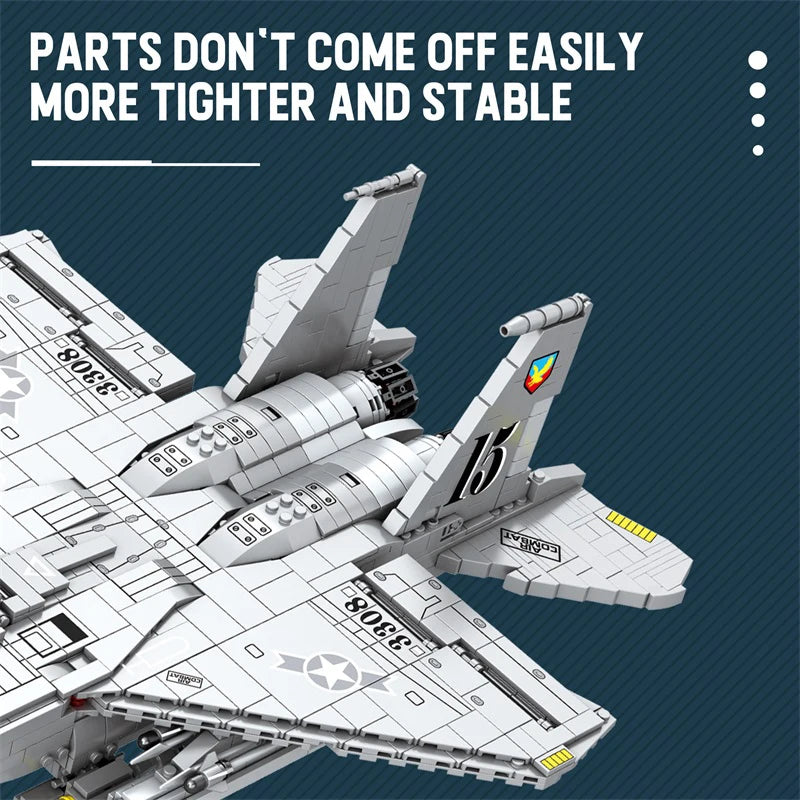 F-15E Strike Eagle Figure Building Set, Jet Fighter Military Collectible Toy, 2216 Pcs, Creative Gift for Adult Kid Boy Girl 14+
