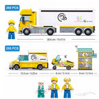 City Traffic Car Yellow Logistics Container Van Truck Express Station Set Figures Model Building Blocks DIY Toys for Boys Gifts