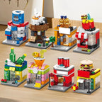 City Mini Shop Supermarket Street View Model Building Blocks Hamburger Restaurant Retail Store Bricks Architecture Friend Girl - CADA BRICKS®