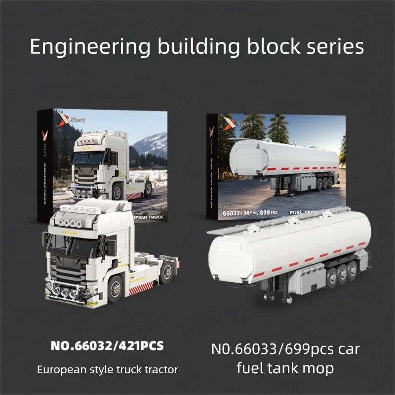 421PCS European Truck Head Building Blocks Connectable Container Trailer Model Bricks Educational DIY Toys For Children's Gifts