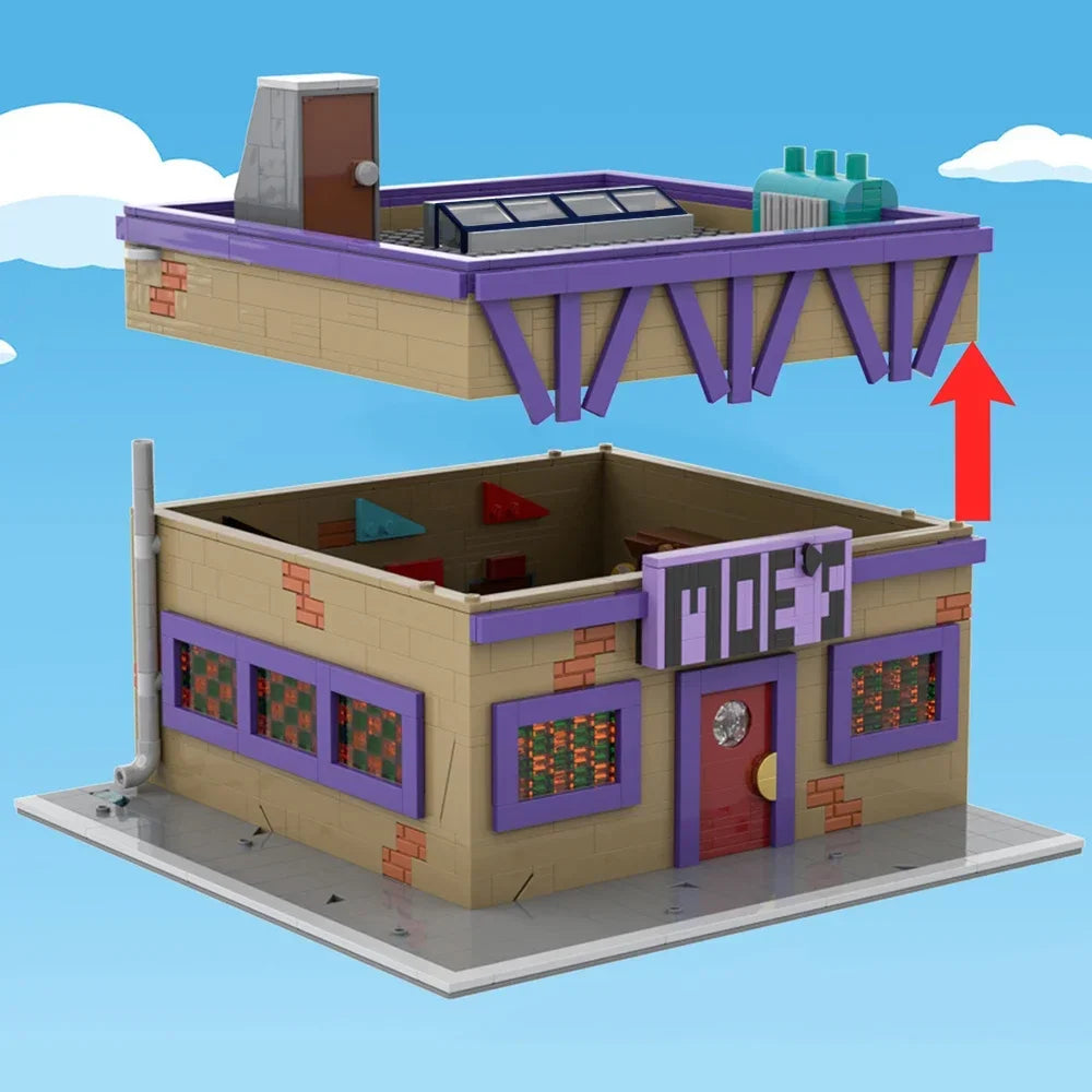 MOC Modular Moe's Tavern Building Kit from Movie Simpson,Medieval Street Architecture Model Toys Adults Gifts - CADA BRICKS®