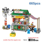 LOZ Mini Japanese Takoyaki Street View Building Blocks Chinese Style Food Stall Hong Kong Food Store House Brick For Kids Gifts