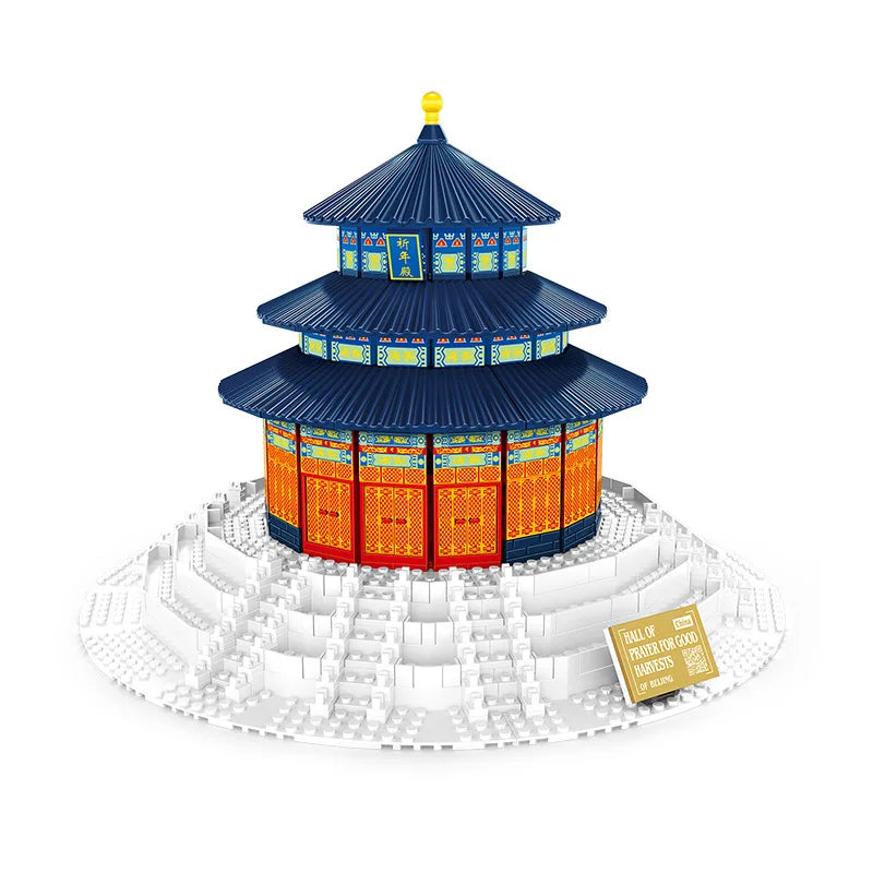 Creative China Historical Ancient Architecture Hall of Prayer for Good Harvest Building Block Heaven Temple Model Sets Brick Toy