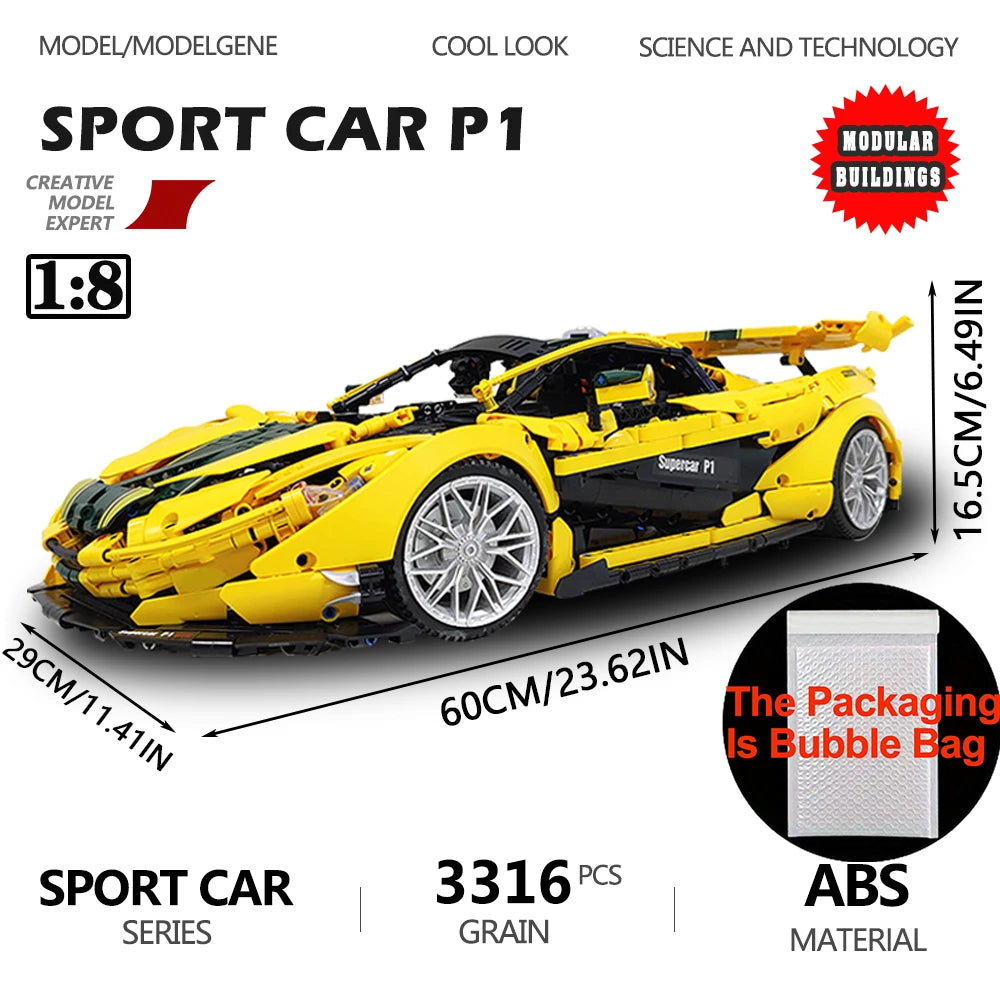 Super Racing Car F12 Model Building Blocks Classic Cars Black Knight 1:8 Size Assembly Set Bricks Technical Kid Toys For Gifts