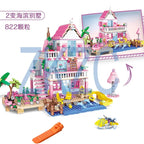 1 Change 2 Friends City House Summer Holiday Seaside Villa Apartment Slide Building Blocks Sets Figures Toys for Kid Girls Gift