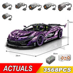 3568pcs RC Technical Remote Control Sports Car Building Blocks Model MOC P1 Racing Car Bricks Toys for Boys Kids Gift Set