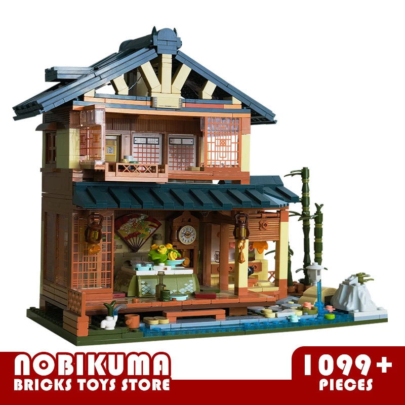 Japanese Style Log Cabin Building Blocks Toys City Hot Spring House MOC Bricks Anime Scene Store Model Adult Kids Birthday Gifts