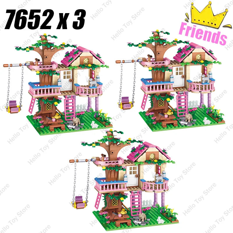 Girls Friendship Tree House Building Blocks Villa Castle Model Girl's Figure Doll Toy Wholesale And Retail Compatible Brick Gift