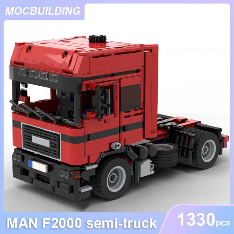MAN F2000 V10 Semi-Truck Model MOC Building Blocks DIY Assemble Bricks Transportation Educational Creative Toys Gifts 1330PCS