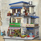 Chinese village hairdressers House Breakfast bar Buildings Sets,City Apartment Store Model Modular Buildings Blocks Gift 3165PCS