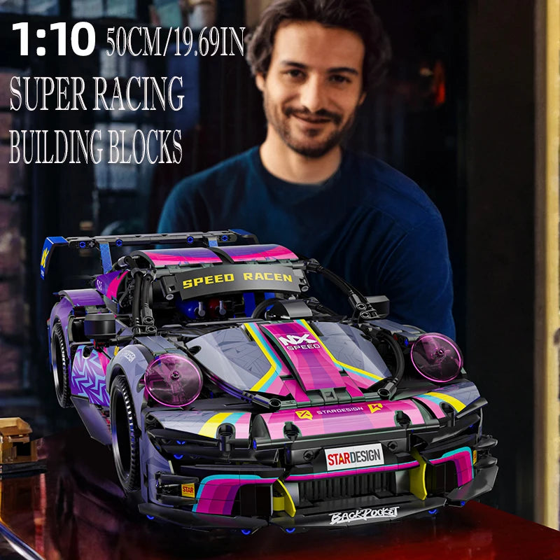 1700pcs RSR Racing Car Building Blocks Set – DIY Technical Sports Car Model, CE Certified, Compatible with Lego, Unisex Gift for Adults & Teens