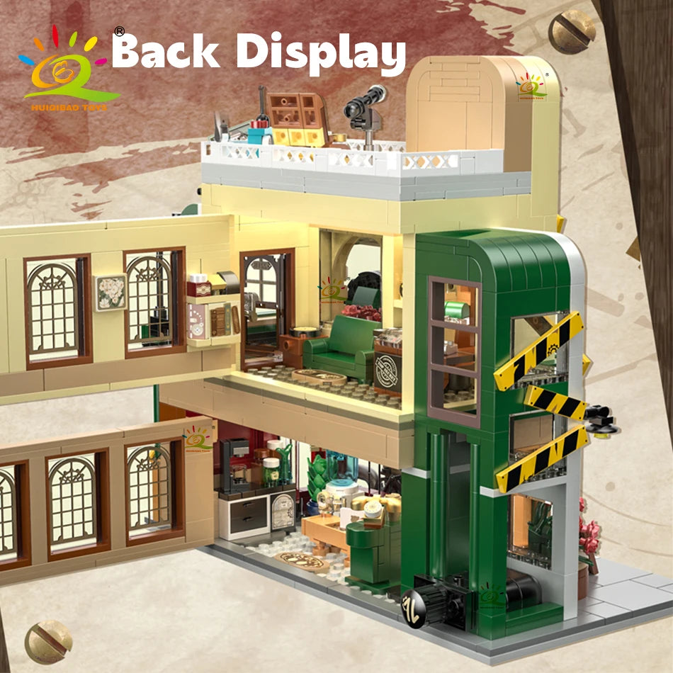 HUIQIBAO 1286PCS City Japanese Street View Detective Agency Model Building Blocks DIY Architecture Bricks Toys for Children Gift