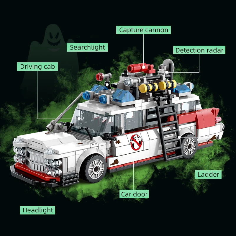 Creative Ghostbusters ECTO-1 Vehicle Technical Building Blocks Racing Car Model Car Assembly Bricks Toys for Kids Adult gifts