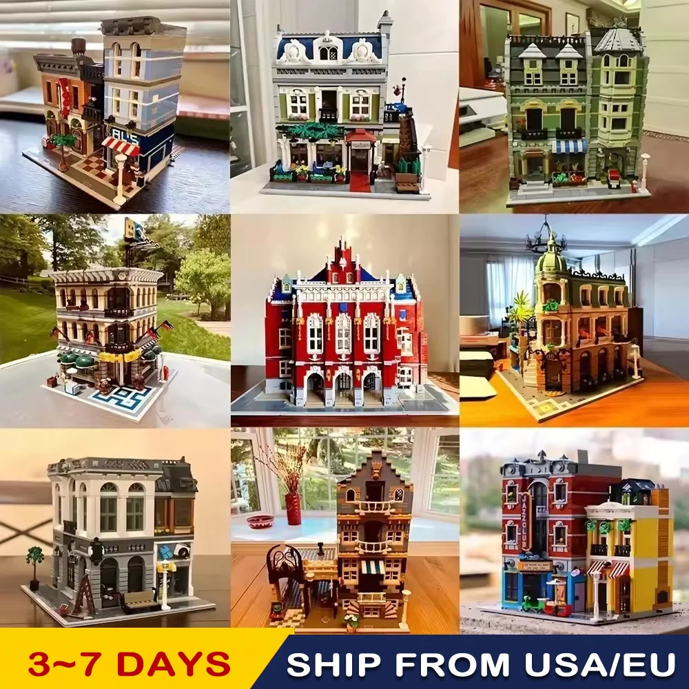 Creatoring Expert Brick Bank Detective's Assembly Square Model MOC Street View  Building Blocks Toys 10255 10251 10211 10185 - CADA BRICKS®